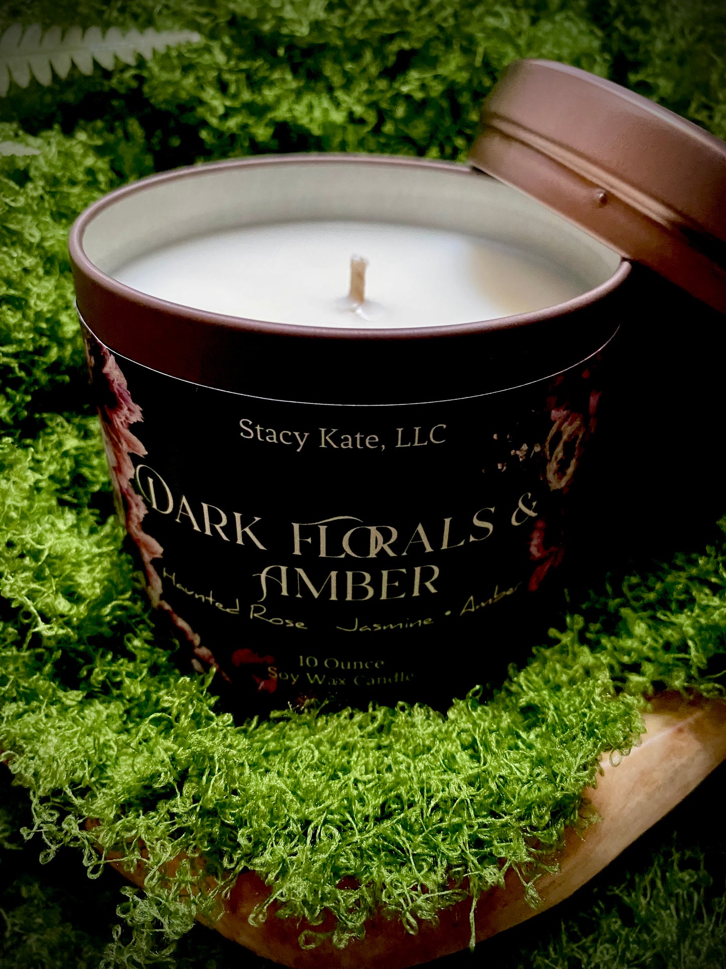 Dark Florals & Amber Soy Wax Candle