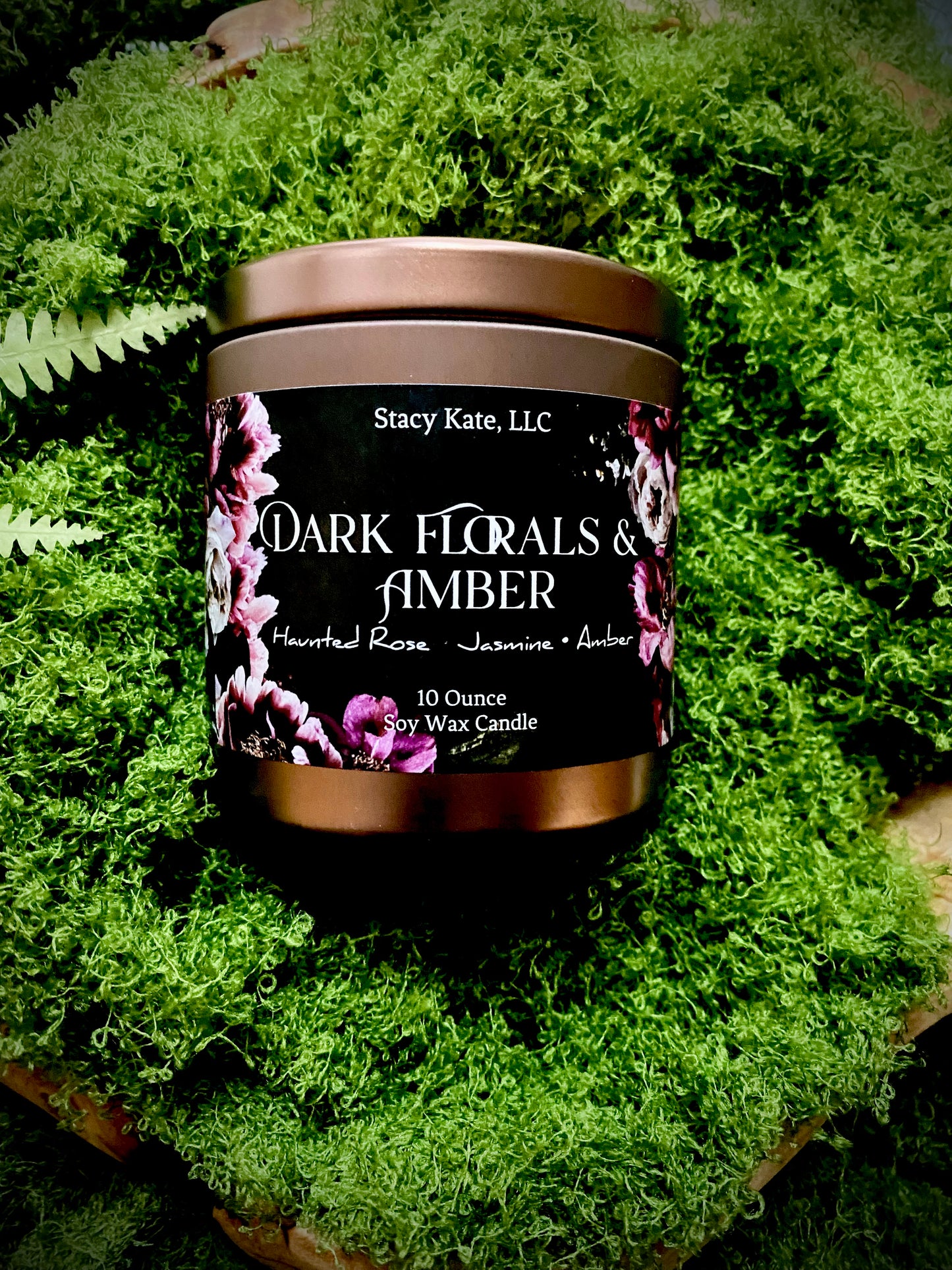 Dark Florals & Amber Soy Wax Candle