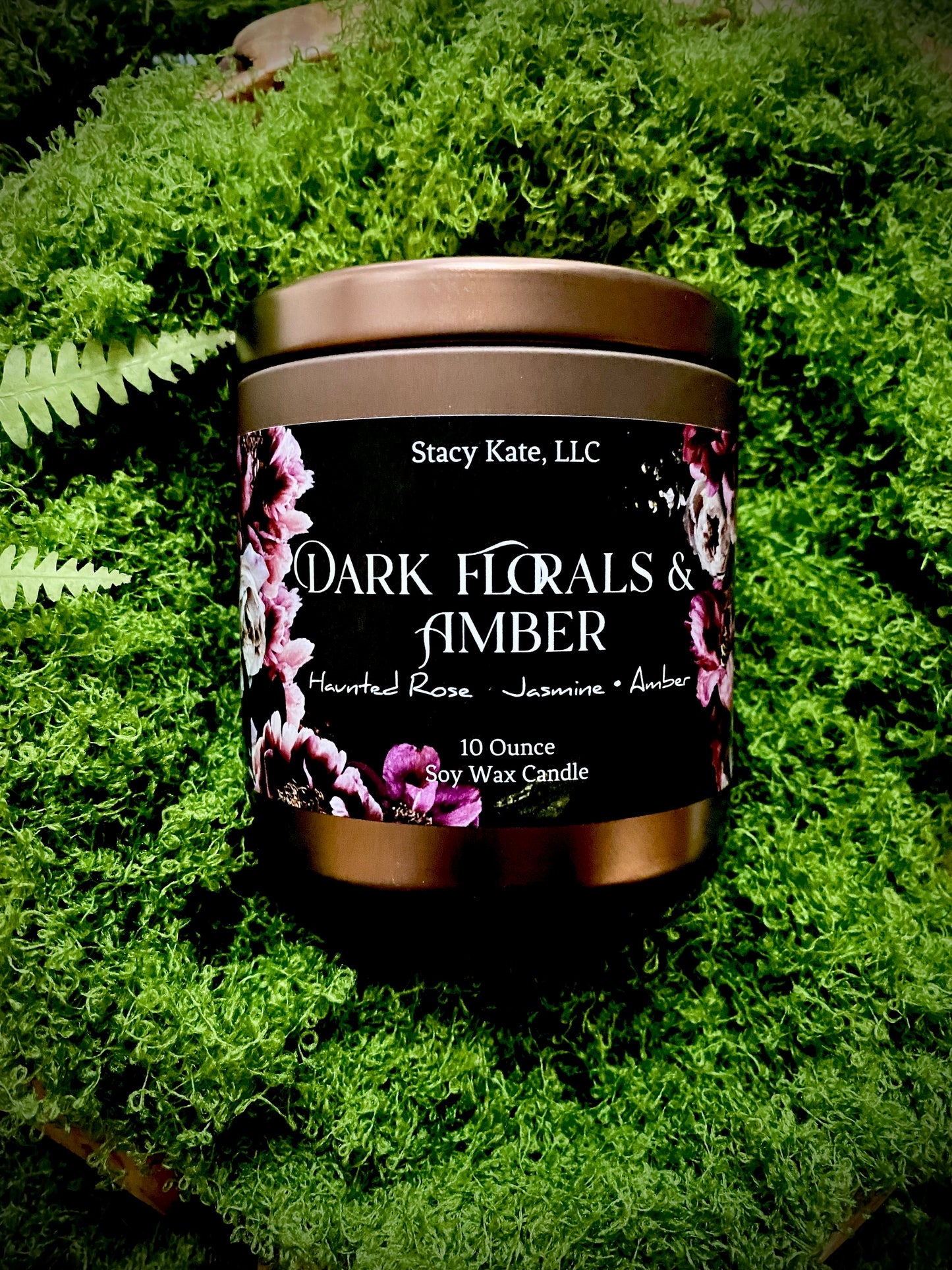 Dark Florals & Amber Soy Wax Candle