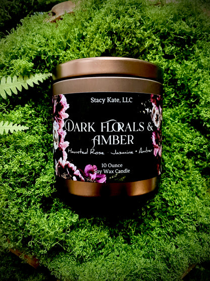 Dark Florals & Amber Soy Wax Candle